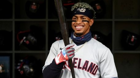 Francisco Lindor ofCleveland in the dugout prior to