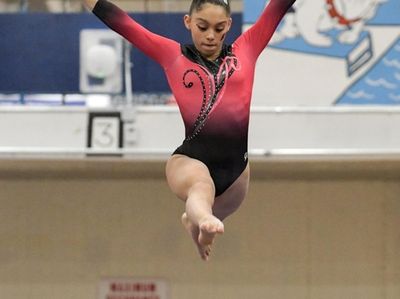 Jenna Kolberg of Syosset makes a graceful leap