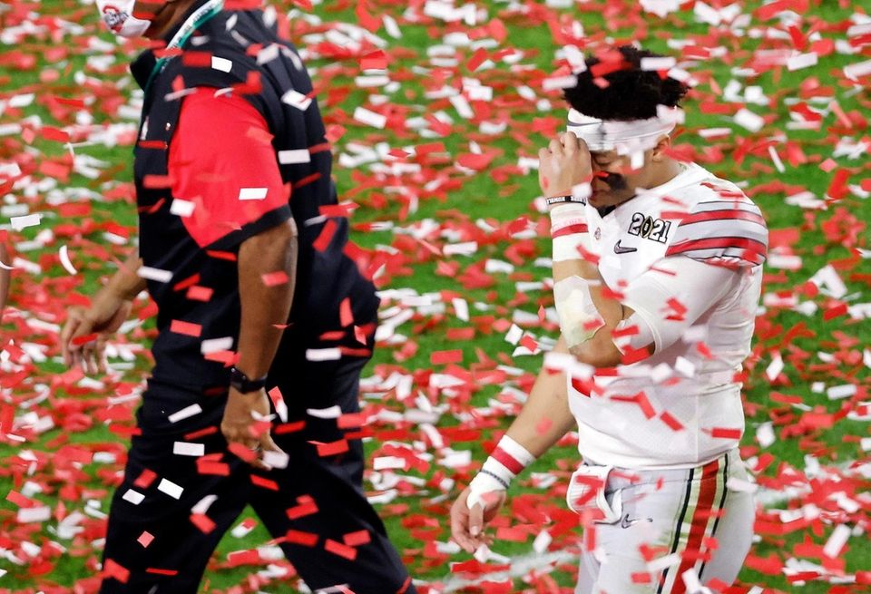 Justin Fields #1 of the Ohio State Buckeyes