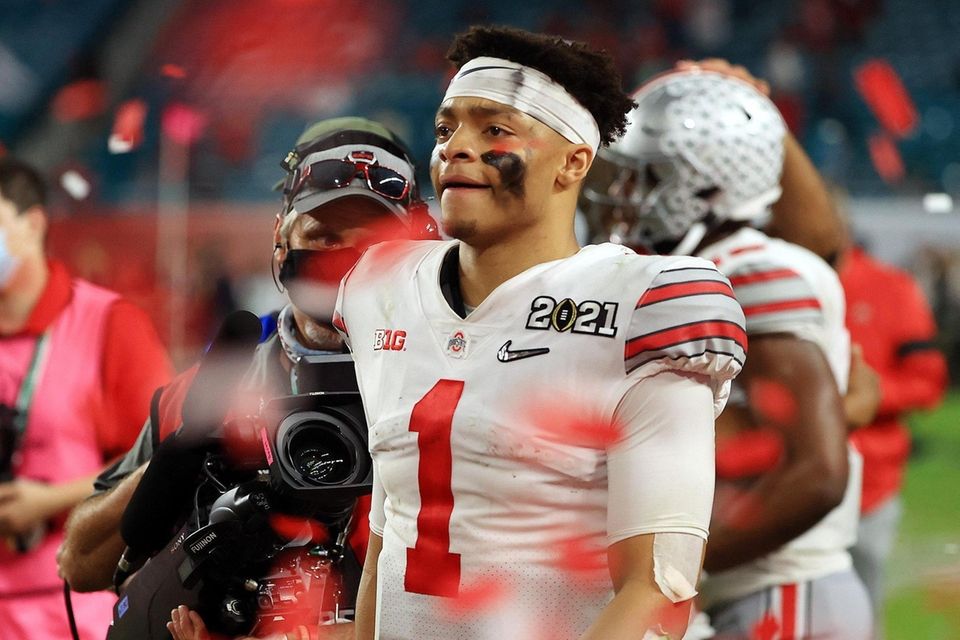 Justin Fields #1 of the Ohio State Buckeyes