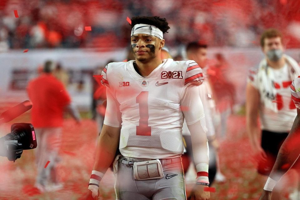 Justin Fields #1 of the Ohio State Buckeyes