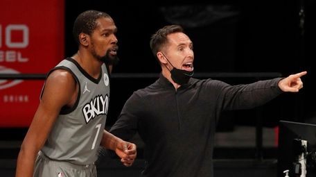 Nets head coach Steve Nash and Kevin Durant
