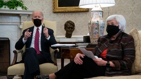 President Joe Biden meets with Treasury Secretary Janet