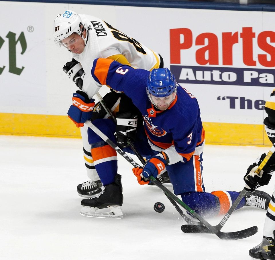 Adam Pelech #3 of the New York Islanders