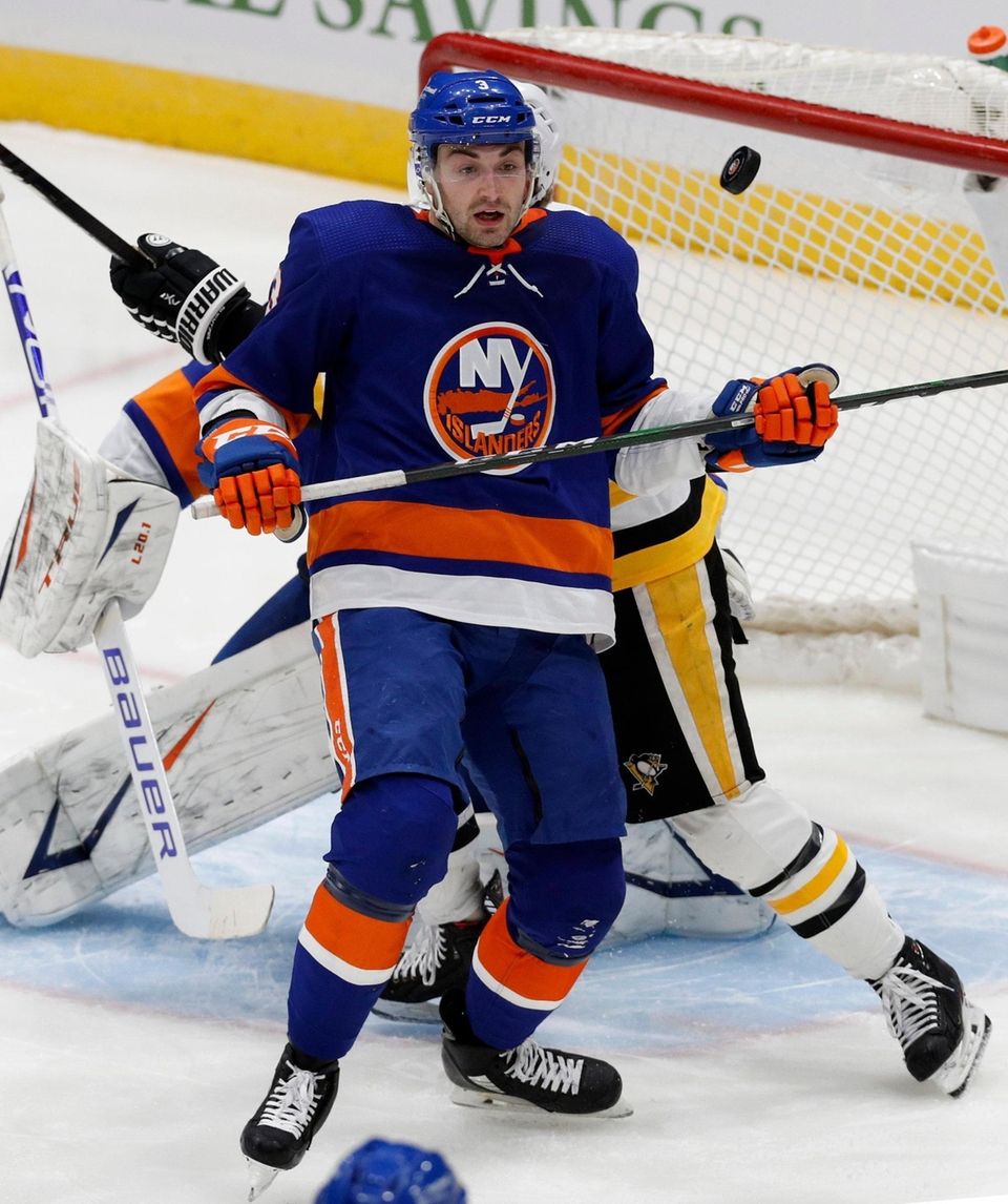 Adam Pelech #3 of the New York Islanders