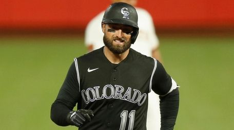 Kevin Pillar of the Rockies rounds the bases