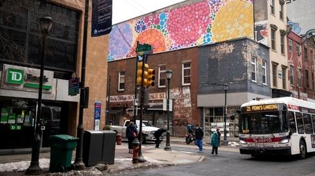 Michele Tremblay and Polly Apfelbaum's mural "Floating Dogwood"