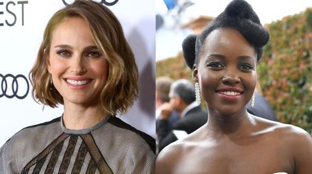 Academy Award winners Natalie Portman, left, and Lupita