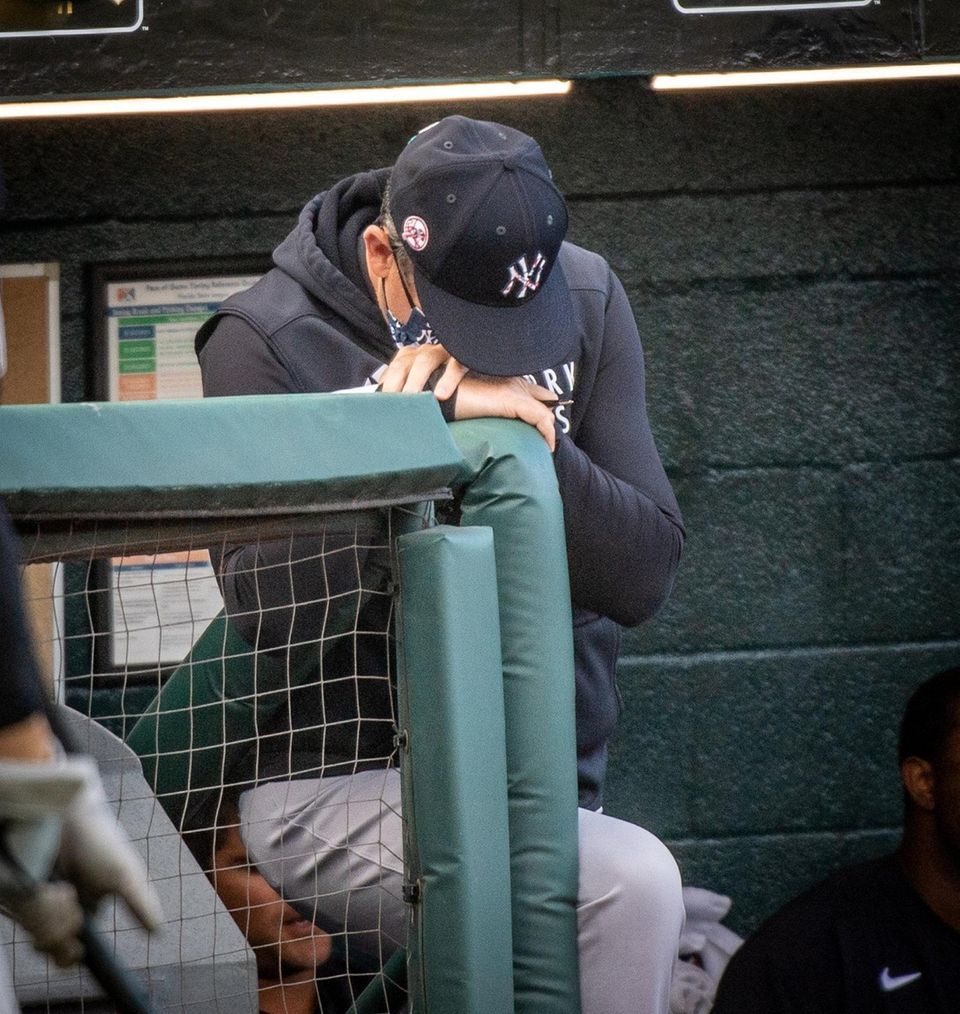 New York Yankees' manager Aaron Boone during his