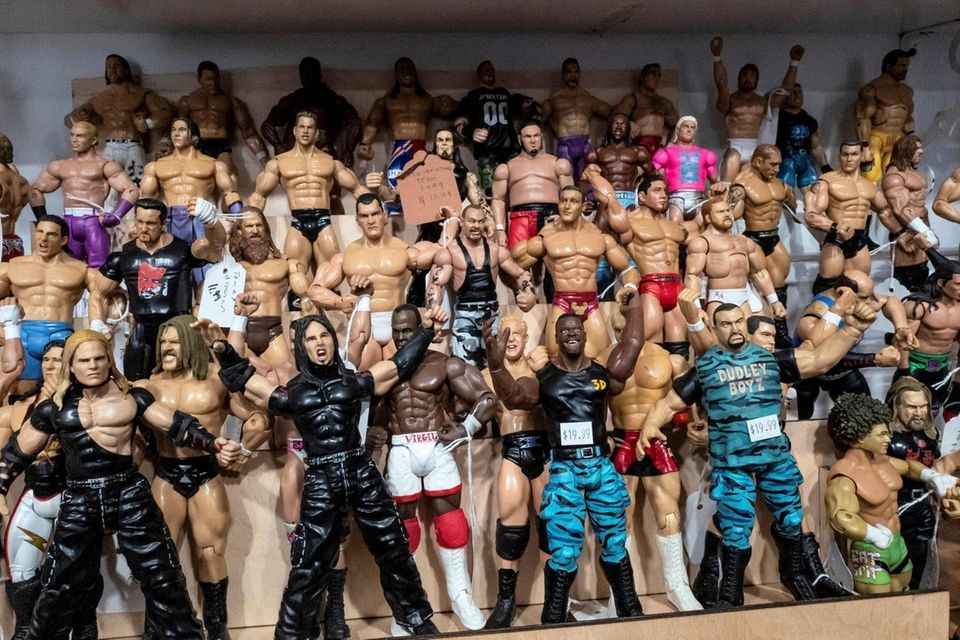 Male action figure dolls of pro-wrestlers, boxers, and