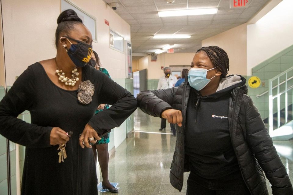 Uniondale Acting Superintendent of Schools Rhonda Taylor greets