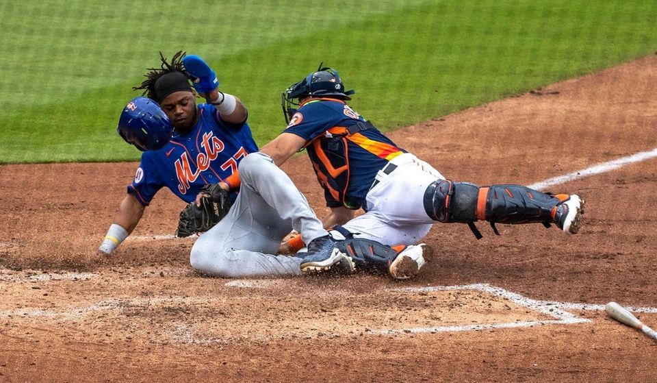 New York Mets' Khalil Lee scores as Houston