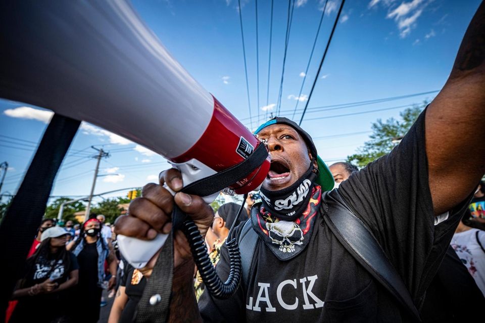 Protesters take to the streets in Roosevelt, NY,