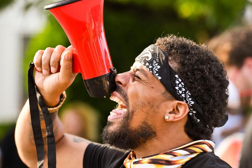 Sharod White protests police brutality in the wake