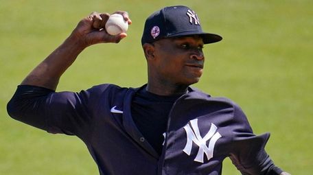 Yankees pitcher Domingo German delivers during the first