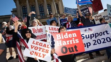 Demonstrators protest Joe Biden's presidential win at a