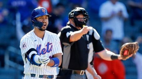 Michael Conforto #30 of the Mets is awarded