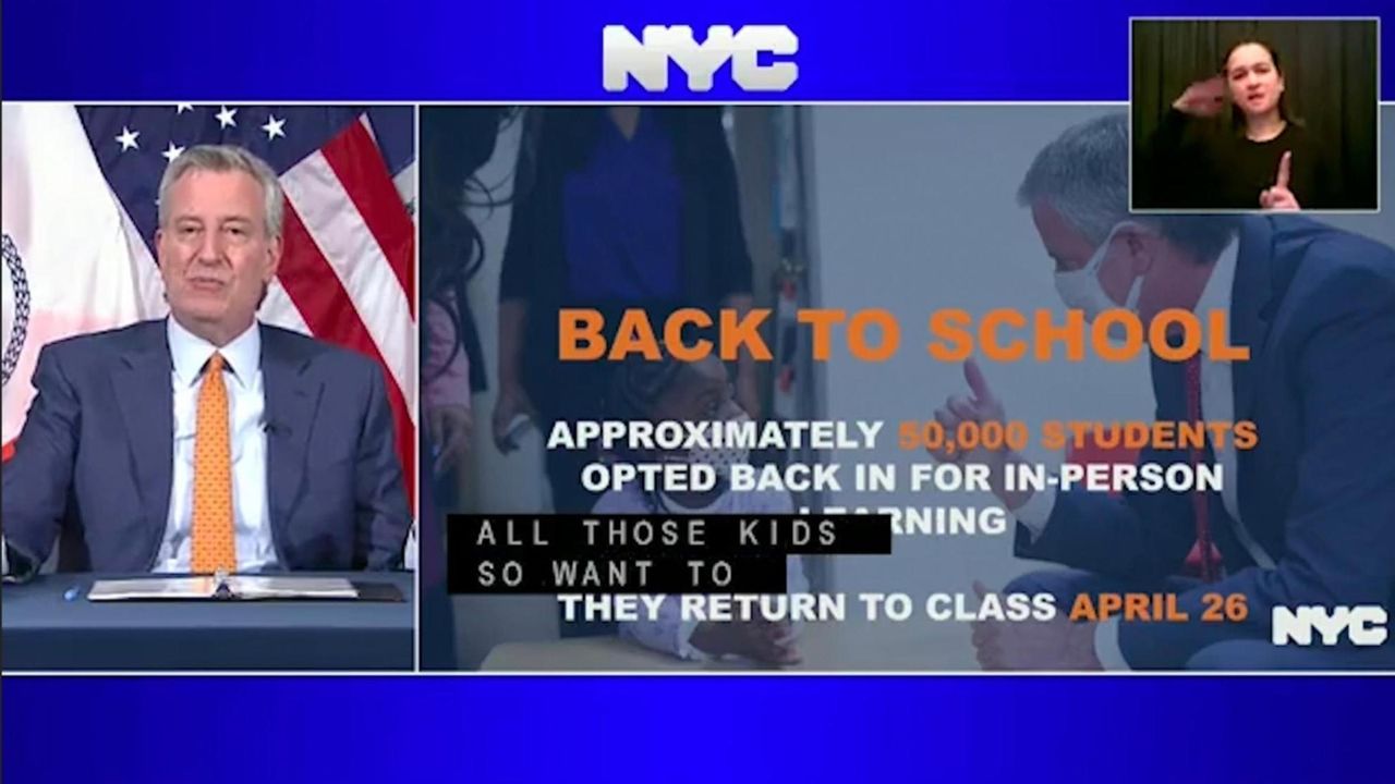 On Monday, Mayor Bill de Blasio said 50,000 newly