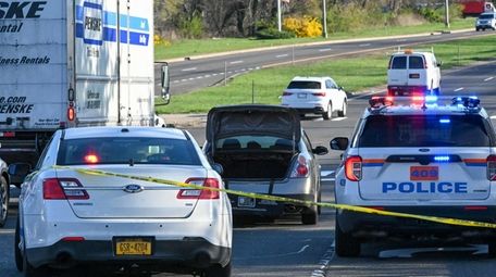 The scene Wednesday on the Nassau Expressway in