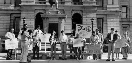Members of the Young Americans for Freedom demonstrate
