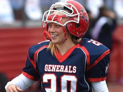 MacArthur kicker Alyssa Accordino against Carey on Saturday,