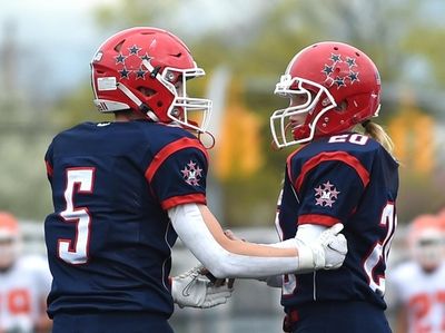 MacArthur kicker Alyssa Accordino gets congratulated by placeholder