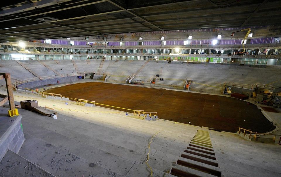 Construction site of the UBS Arena is shown