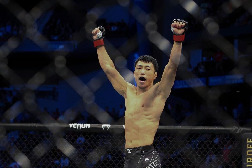 Danaa Batgerel celebrates his win of a UFC