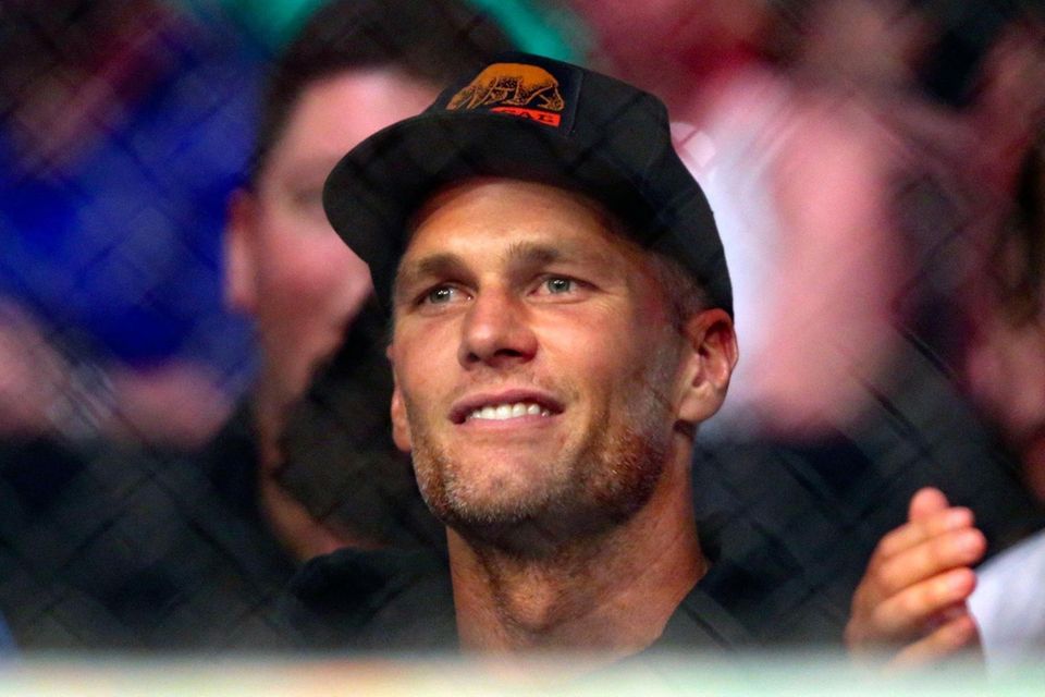 Tampa Bay Buccaneers quarterback Tom Brady watches a