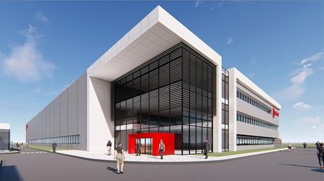 An artist's rendering shows the office and factory