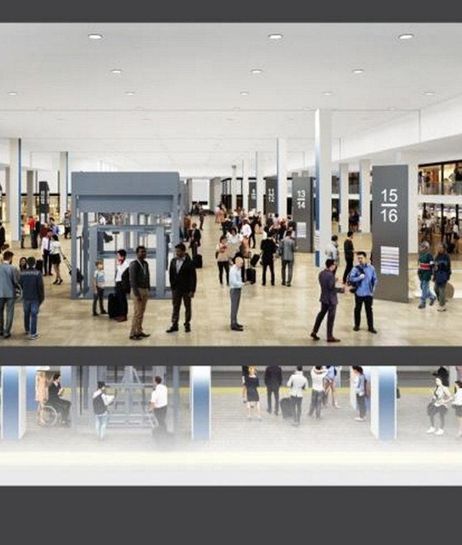 Rendering of the single-level alternative, west concourse looking