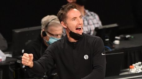 Nets head coach Steve Nash reacts during the