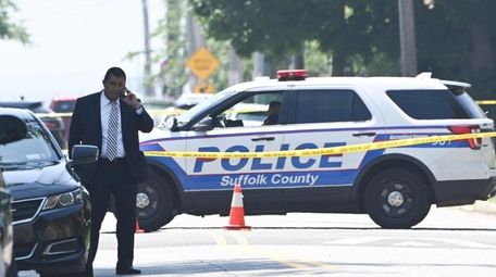 A crime scene on South Ocean Avenue in