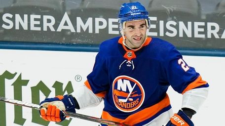 The Islanders' Kyle Palmieri smiles after scoring a