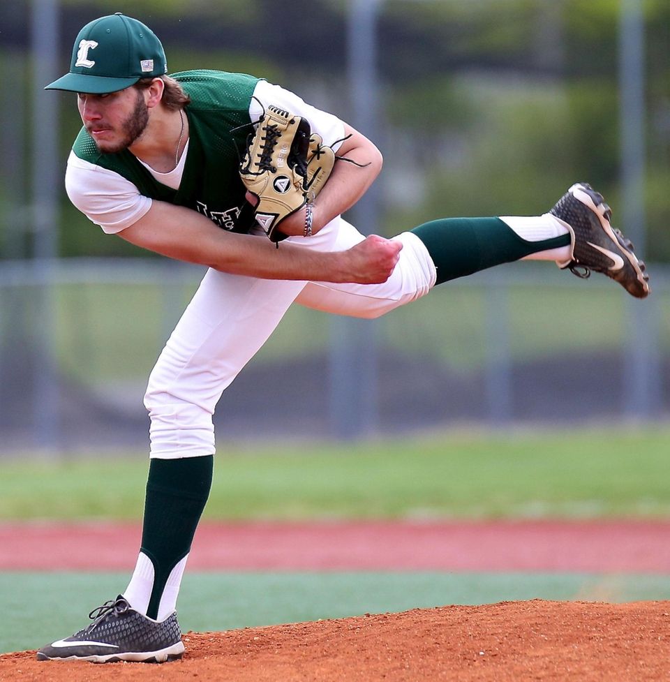 Longwood relief pitcher Josh Dannenberg closes out the