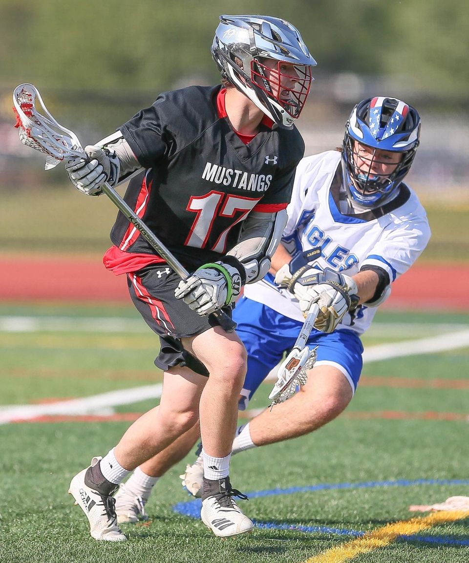 Mt Sinai's Pat Deckert (17) looks to get