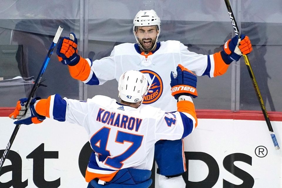 New York Islanders' Jordan Eberle (7) celebrates his