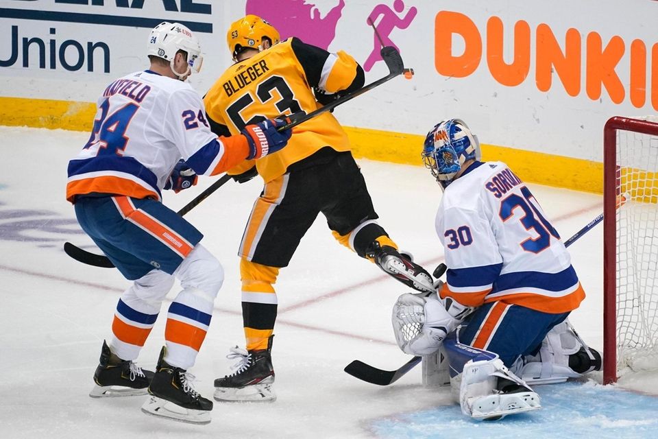 New York Islanders goaltender Ilya Sorokin (30) blocks