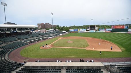 An empty Fairfield Properties Ballpark in Central Islip