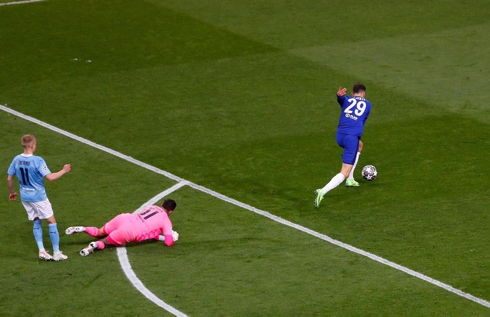 Chelsea's Kai Havertz scores the opening goal during