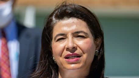 State Sen. Anna Kaplan at a press conference