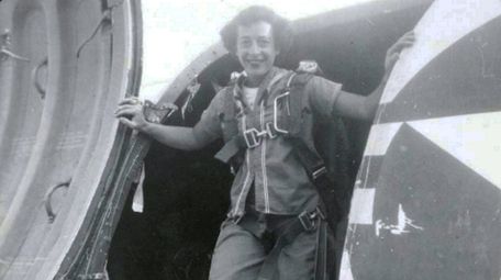 Airman Helen Grace James in a cargo door