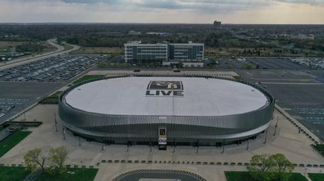 Aerial of NYCB Live Nassau Coliseum in Uniondale,