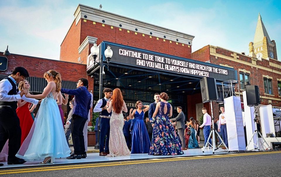 Students dance on Main Street in Patchogue as