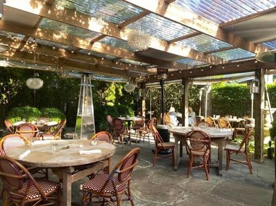 The patio at Fresno in East Hampton.