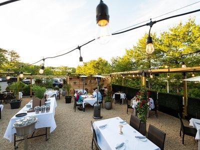 Diners on the outside patio at Centro Trattoria