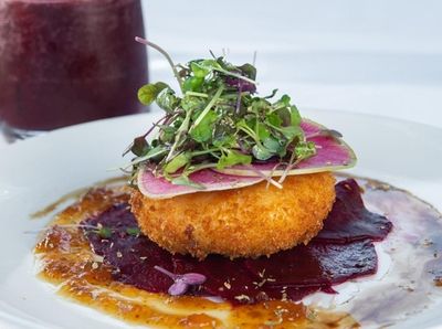 Fried goat cheese with beets, as served at