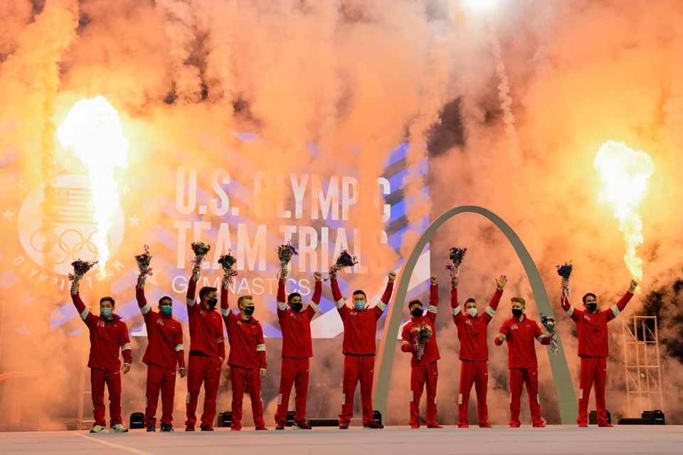 Members of the US Men's Olympic Gymnastic Team