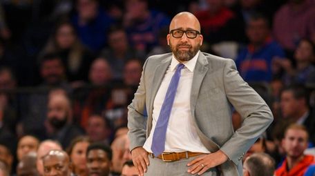 Knicks coach David Fizdale looks on in the