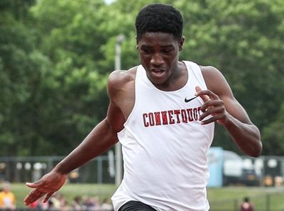 Jermaine Thompson of Connetquot wins the 200 meter